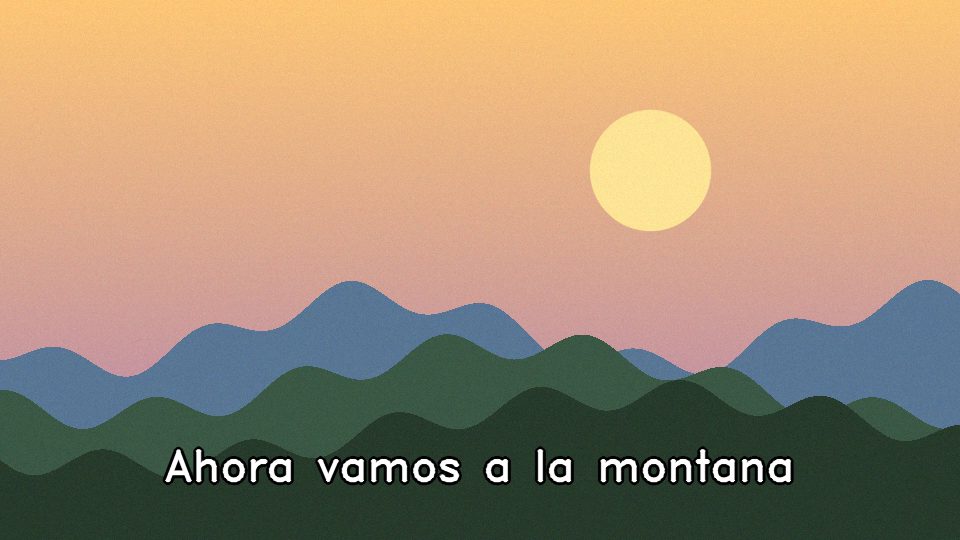 Video with subtitles over a landscape